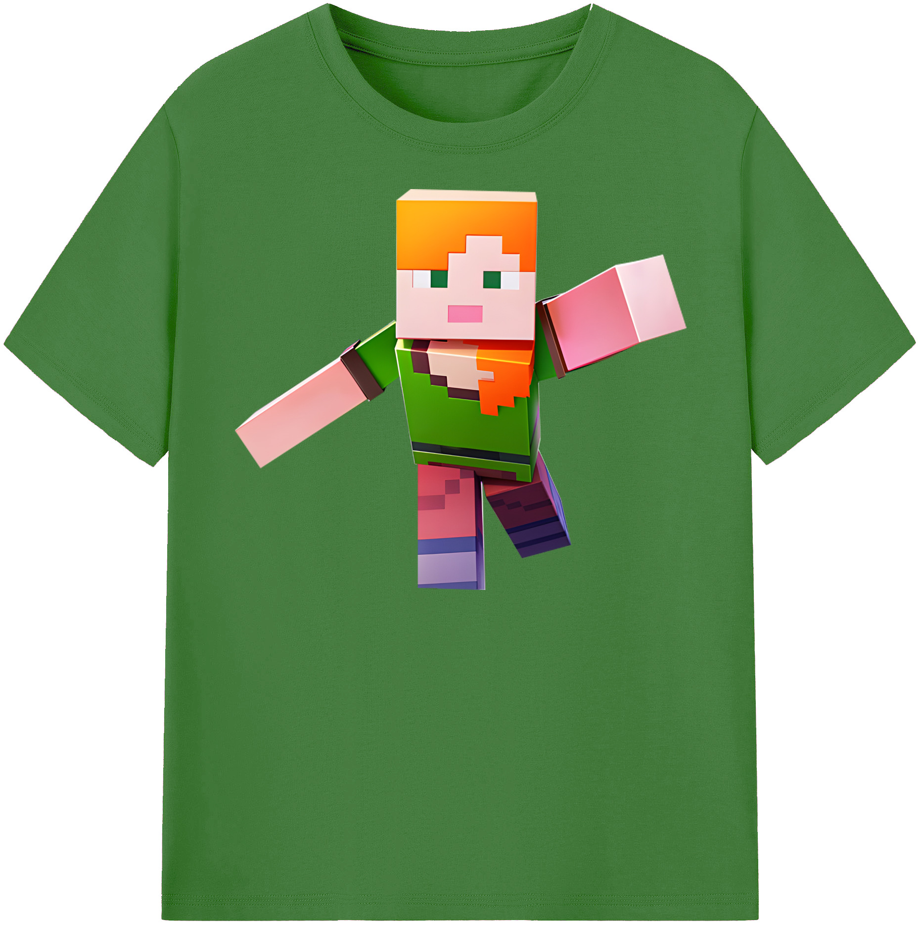 （画像用） マインクラフト ブロックの世界 Minecraft MC Block world レディースカジュアルプリントTシャツ（綿100％）